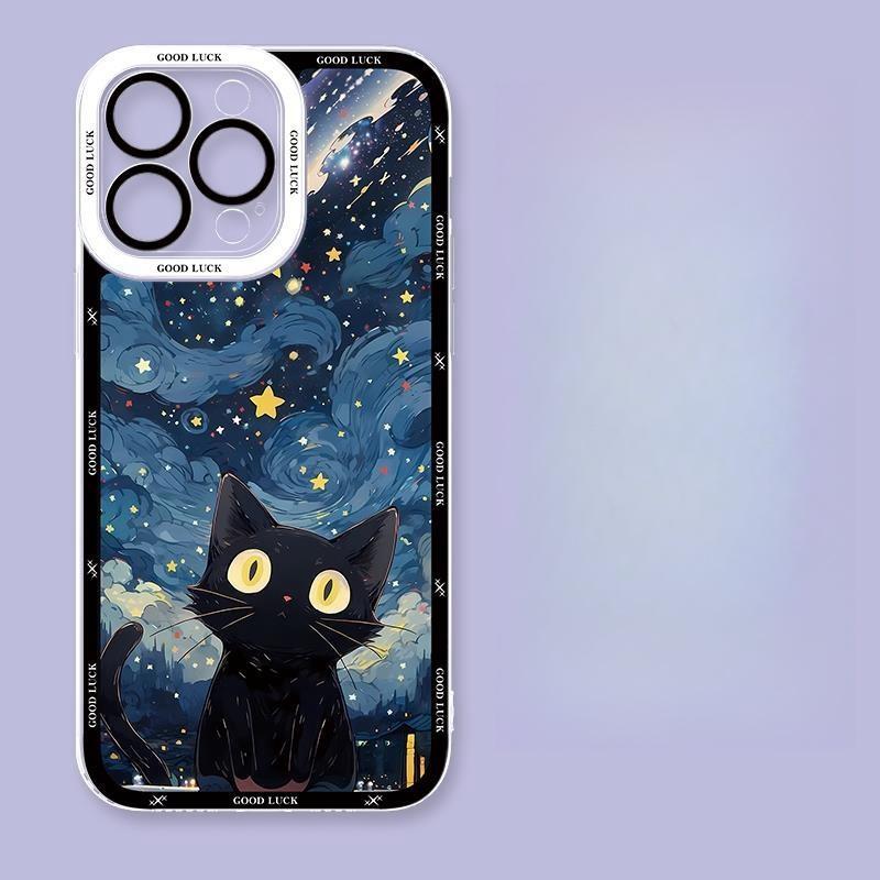 Чехол 'Звездная ночь Черный кот' для Realme C53 C55 C67 C63 C33 C30 C35 C51 C21Y C25Y C20 7i 8i 9i 9 10 12 Pro Plus 8 9 Pro 5G