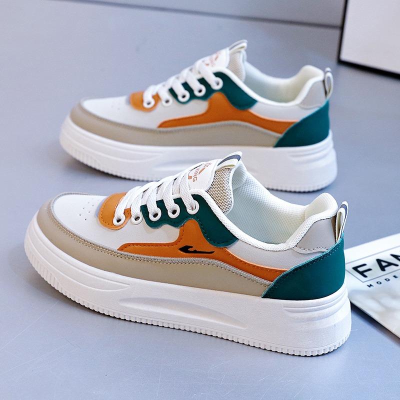 Модная женская обувь осень новая мода уличная контрастная женская повседневная спортивная дышащая кожаная обувь вулканизированная обувь