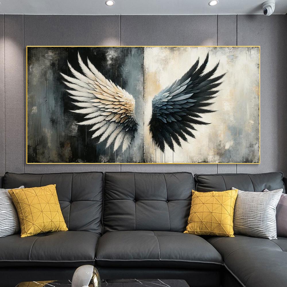 Abstract Angel Wings Canvas Painting Vintage Wall Art Black and White Wings Poster Print For Bedroom Living Room Home Decor