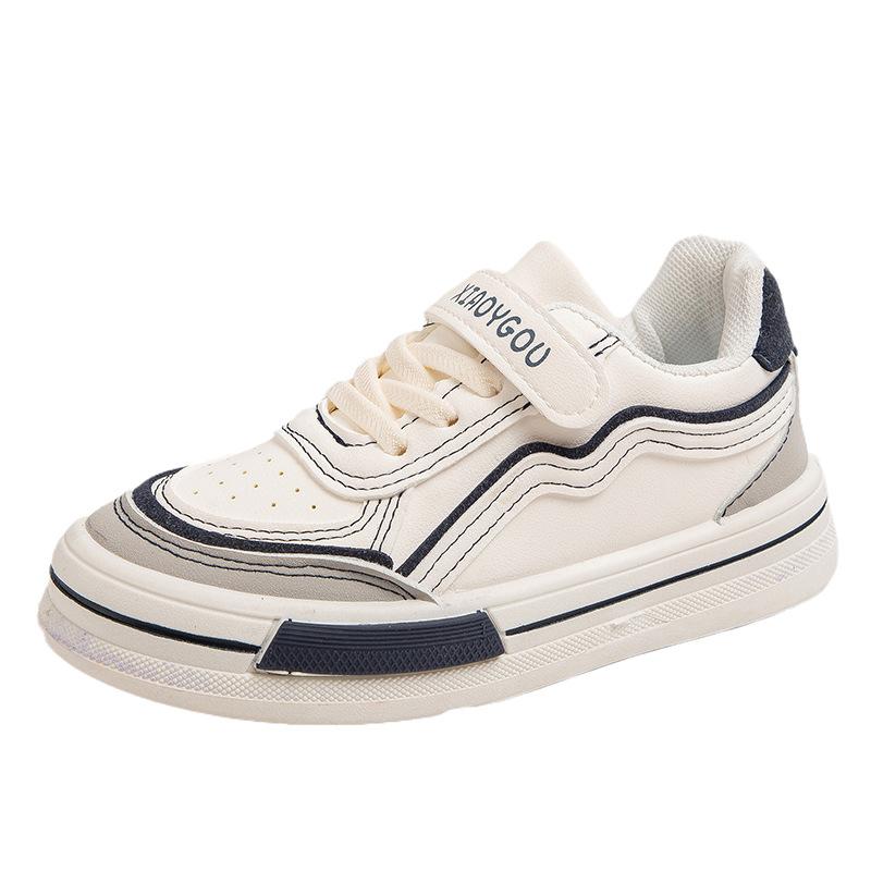 Spring and Autumn Children's Leather White Shoes New Elementary School Sports Board Shoes Boys and Girls Soft Sole Students