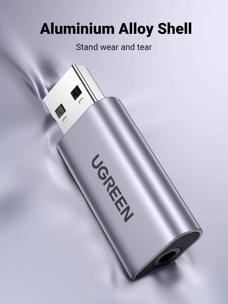 UGREEN USB-адаптер для наушников, внешняя звуковая карта, USB-адаптер для преобразования, встроенный терминал TRRS, прямой тип подключения, идеально подходит для PS5 3,5 мм