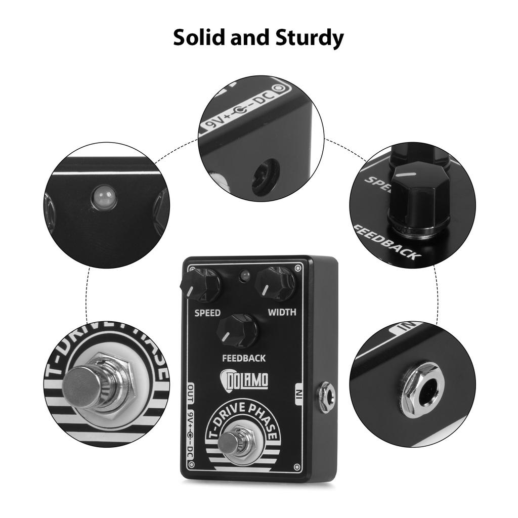 Педаль эффектов для гитары Dolamo T-Drive Phase Ширина/Обратная связь/Скорость DC 9V 6.35mm Входной/Выходной Интерфейс