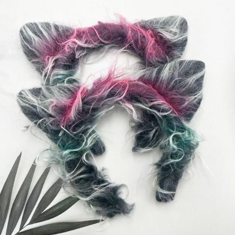 4pcs/set Furry Wolf Ear Headband Faux Fur Plush Sleeve Cover Tail Kit Carnival