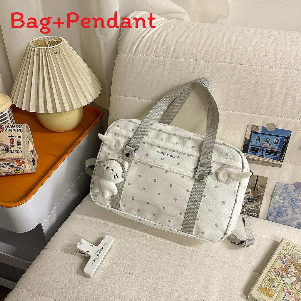 Style Polka Dot Tote Bag With Durable Nylon And Zipper Closure For School And Leisure