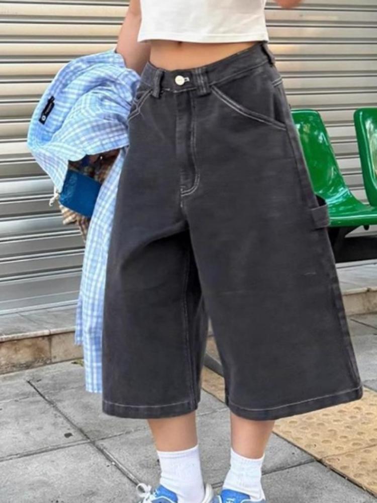 Y2k винтажные мешковатые уличные джинсы женские Harajuku большие классные шорты для девочек новые летние высокие уличные повседневные модные джинсовые брюки