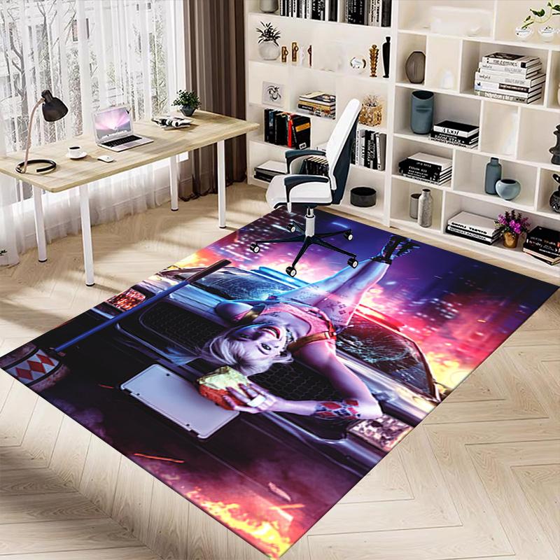1pc Harley Quinn Chaos Color Carpet for Playroom Bedroom Living Room Sofa Home Decor,kids Game Area Rug Non-slip Floor Mat Y826166