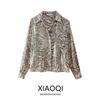 Western Style 2024 Summer New Women Clothes Animal Pattern Print Metal Foil Long Sleeve Shirts 9878149