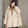 Новая китайская пуховая куртка женская средняя и длинная 2024 новая универсальная утолщенная белая утиная пуховая куртка с капюшоном большого размера