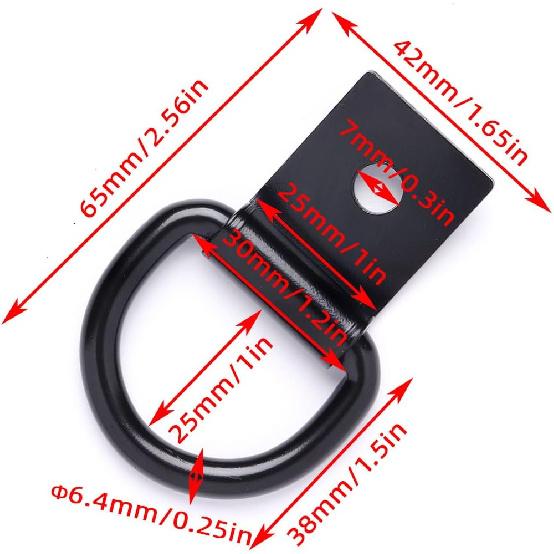 6 Pcs D-Ring Tie Down Anchors 1/4" Heavy Duty Steel Tie Down Hooks For Truck, Trailer, Camper, Warehouse, Garage, Boat, Cargo Control Surface Mount,