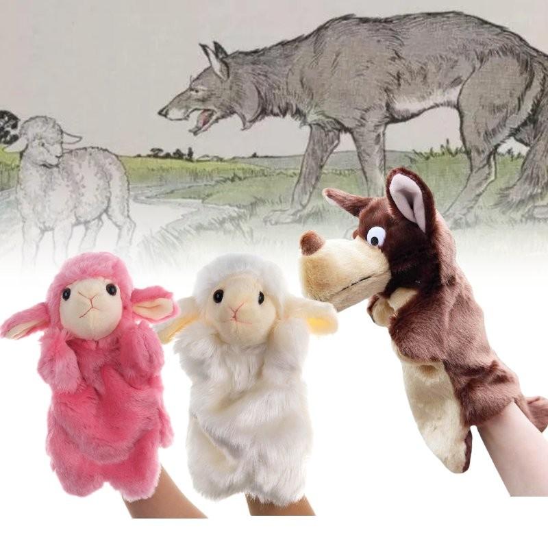 Charming Cartoon White Sheep And Big Bad Wolf Play Puppet Hat For Toddler Imagination