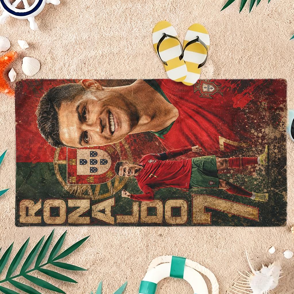 №7 Роналду Пляжное полотенце Кубок мира по футболу Большое Быстросохнущее полотенце Подходит для пляжа Йоги Бассейна Спортзала Спортивное полотенце Летний подарок для друга