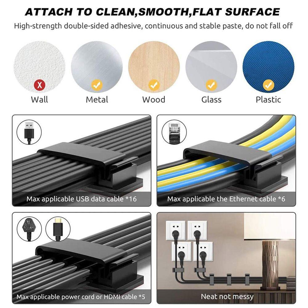 Автомобильный зажим для проводов Настольный органайзер для хранения кабелей Стяжка для проводов Кабельный зажим Кабельные клипсы Самоклеящиеся