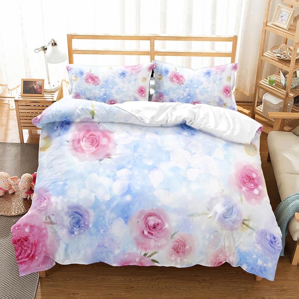 Романтичный пододеяльник с розами Twin Queen Floral Set Beds Microfiber Blossom Flowers Quilt Cover For Valentine's Wedding Decor