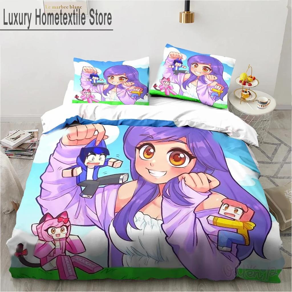 Cartoon Game Cute Aphmau With Wings Bedding Set Boys Girls Twin Queen King Size Duvet Cover Pillowcase Bed Boys Adult