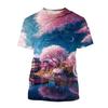 3D Printed Landscape T-shirt Chinese Art Painting T Shirt For Men Fashion Round Neck Short-sleeved Oversized Summer Tees Tops