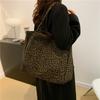 Vintage Leopard Shoulder Bag Women's Canvas Bag Large Capacity Tote Bag