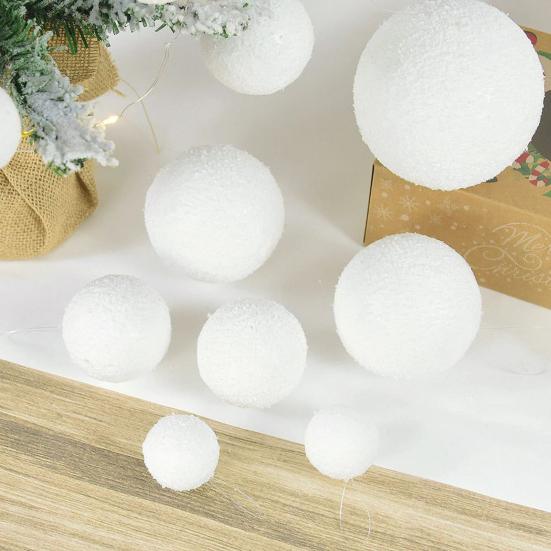 6Pcs 4/6/8CM Christmas Snow Ball White Foam Reusable Wedding Holiday Decoration Xmas Tree Hanging Ball Ornament Pendant