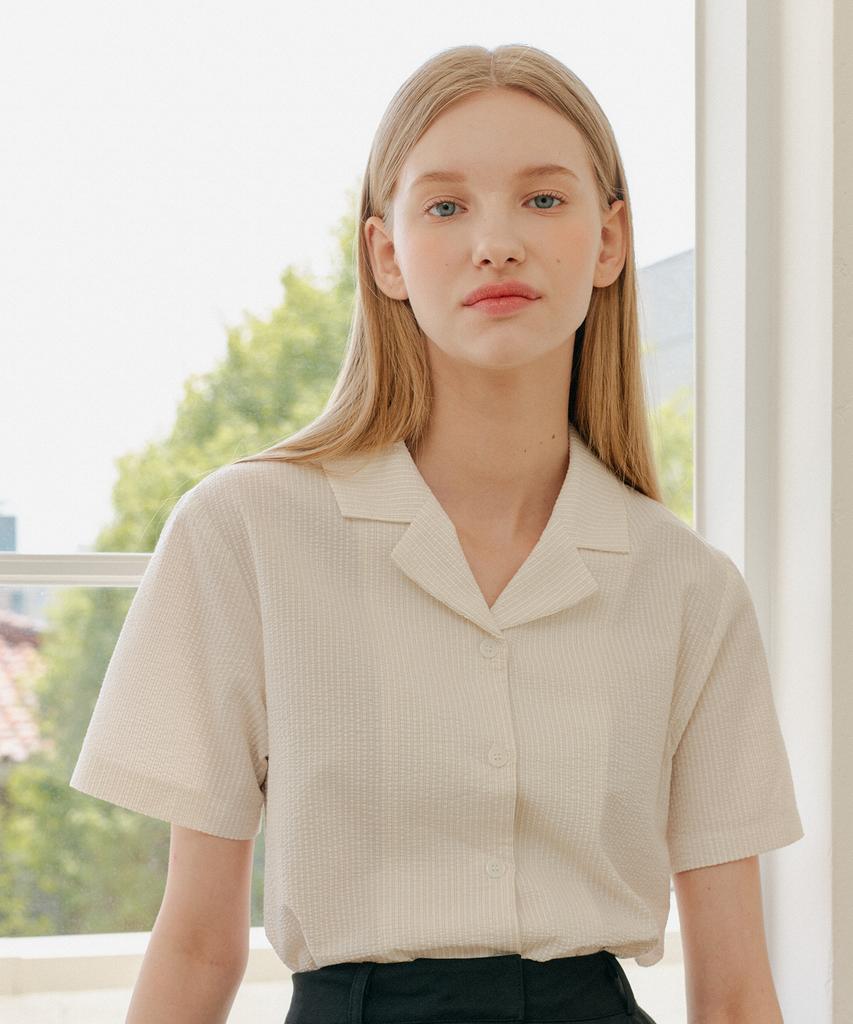 YUPPE Seersucker Collar Shirt_Beige
