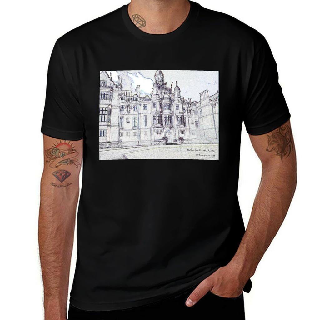 Harlaxton Unisexor Black And White Line Drawing 2 Tshirt Plus Size Lightweight Top