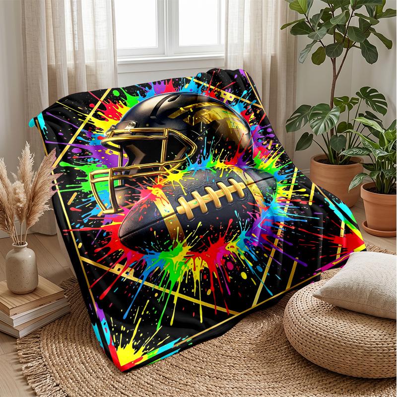 Football Helmet and Ball Theme blanket Lightweight Warm Flannel Blanket Decorative Throw Blanket for Home Decoration