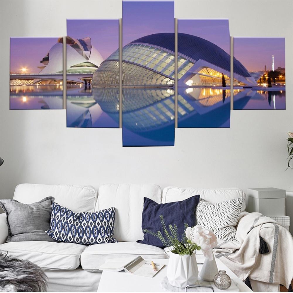 Modular Canvas Print Picture Wall Art 5 Pieces City of Arts and Sciences Spain Valencia Painting Living Room Home Decor Frame