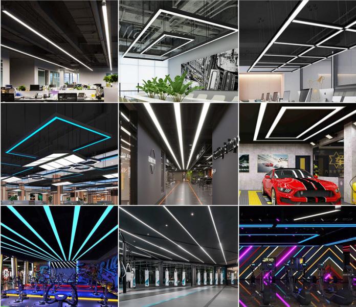 Светодиодная лента бесшовное соединение офисное освещение, спортзал торговый центр супермаркет коммерческий люстра алюминиевая лента