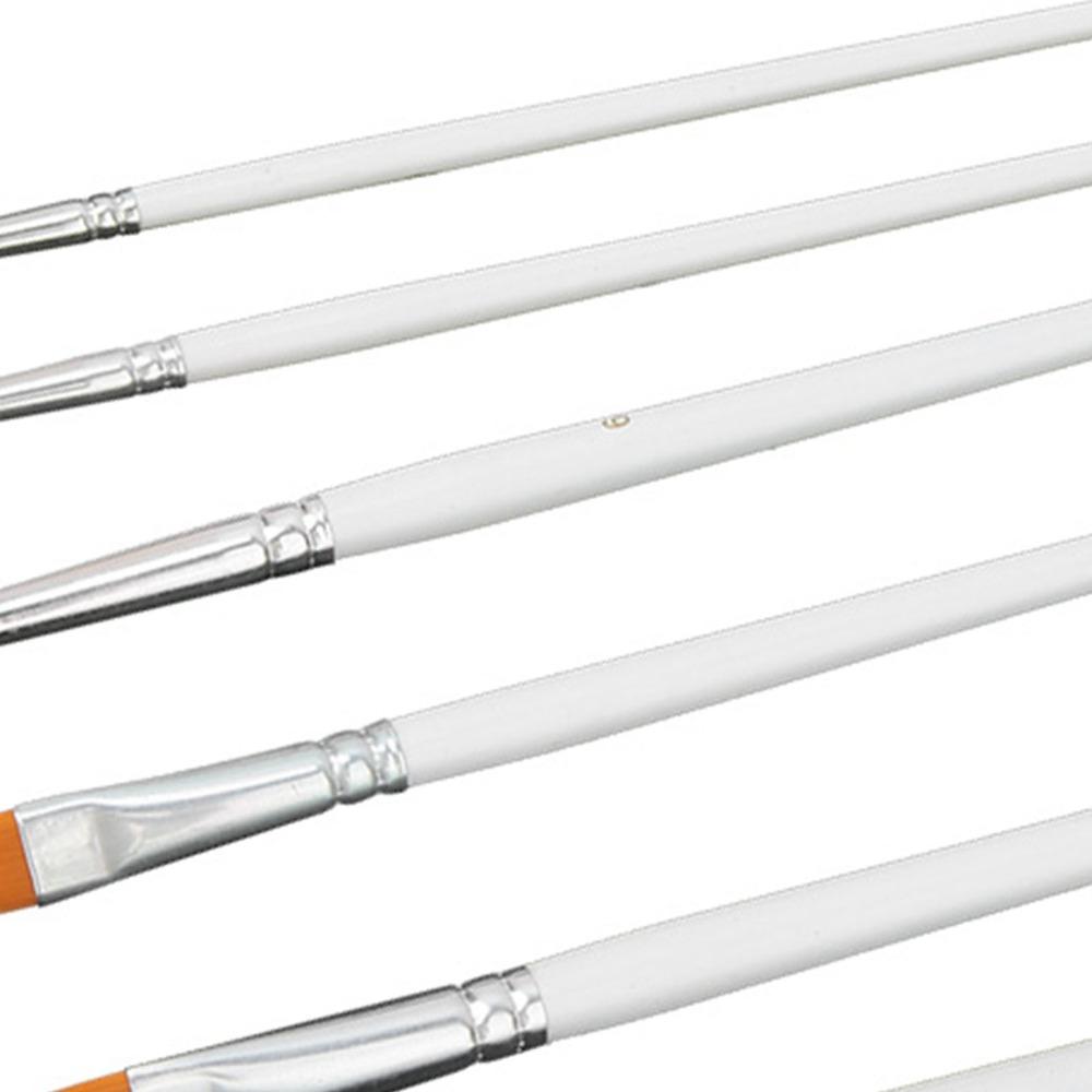 6PCS White Handle Face Paint Kit Mild Formula Nylon Art Brushes Gouache Acrylic Drawing