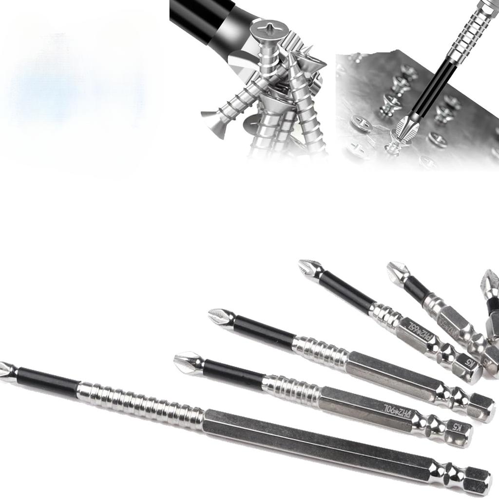 6pcs Universal Anti Slip Screwdriver Drill Bit Set Strong Magnetic Durability 25/50/65/70/90/150mm For Professional & Diy Use