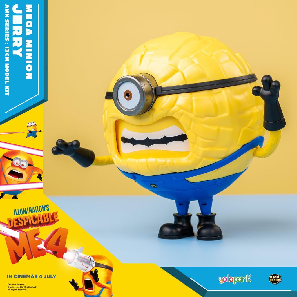 Minions Despicable Me 4 Inch Mega Jerry Action Figure with Rotating Body and 3 Interchangeable Expressions Minion Model Gift for Kids Ages 8 and Up