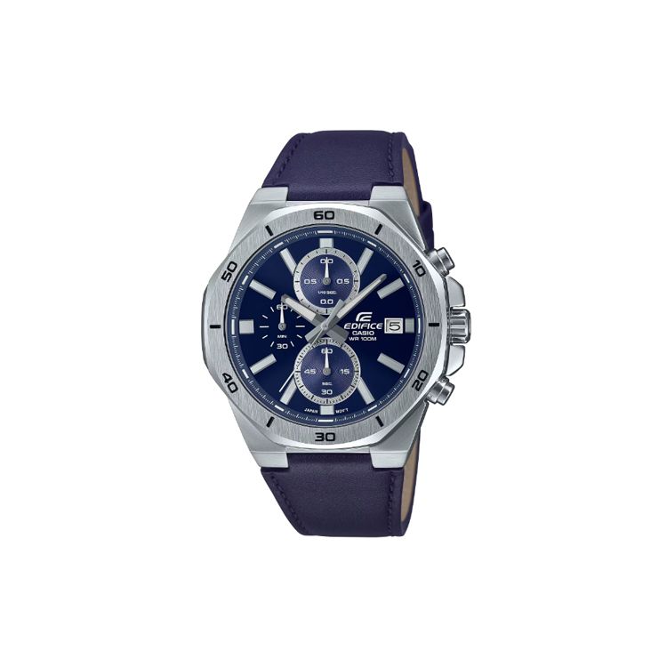 Casio 100M Waterproof Quartz Movement Genuine Leather Strap Watch Men watches Blue EFV-640L-2AV