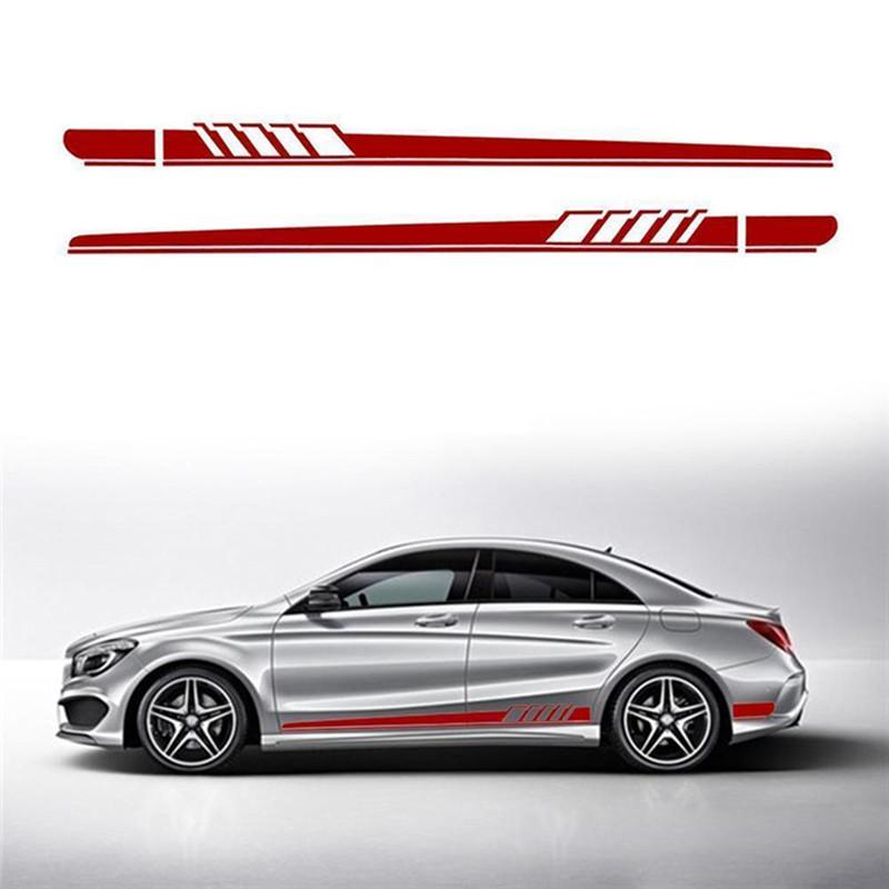 2 шт. боковые полосы автомобиля боковые полосы юбки графические виниловые наклейки наклейки гоночные спортивные автомобили кузов DIY обертывание автомобильные аксессуары