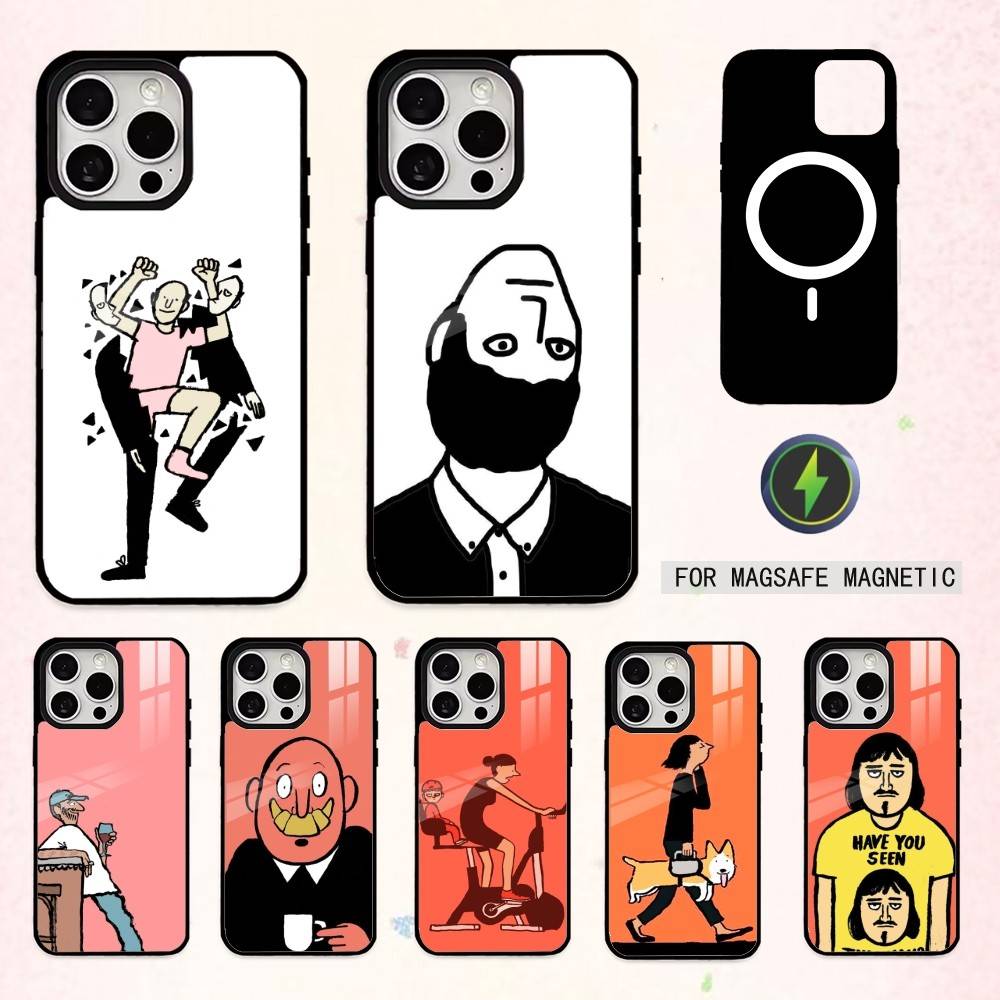 J-Jean J-Jullien Minimalist Art Phone Case For iPhone17,16,15,14,13,12,11 Plus,Pro Max Magnetic For Magsafe Wireless Charging