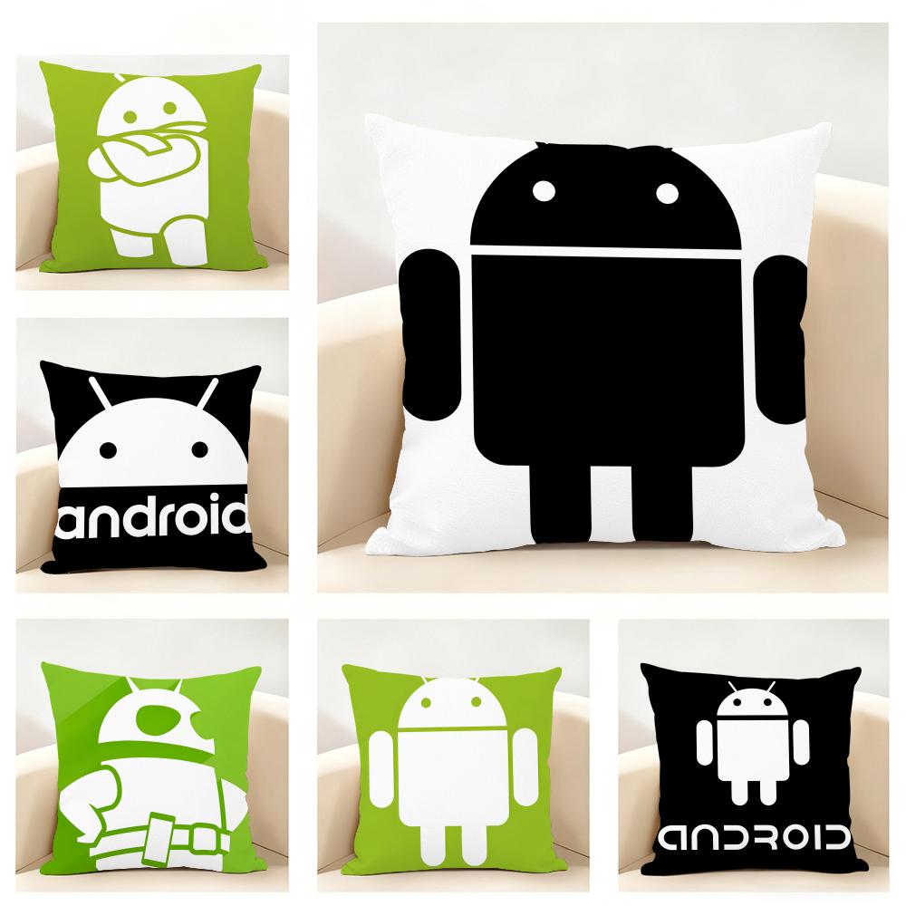 Cool Modern Tech Brand AAndroid Cushion Cover Linen Pillowcase Soft for Sofa Bed Home Room Decor