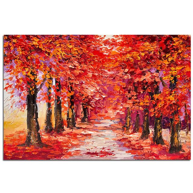 Картина маслом на холсте, художественные постеры и принты, красочные картины с древесными растениями, настенные картины для дома, украшение для гостиной, без рамки