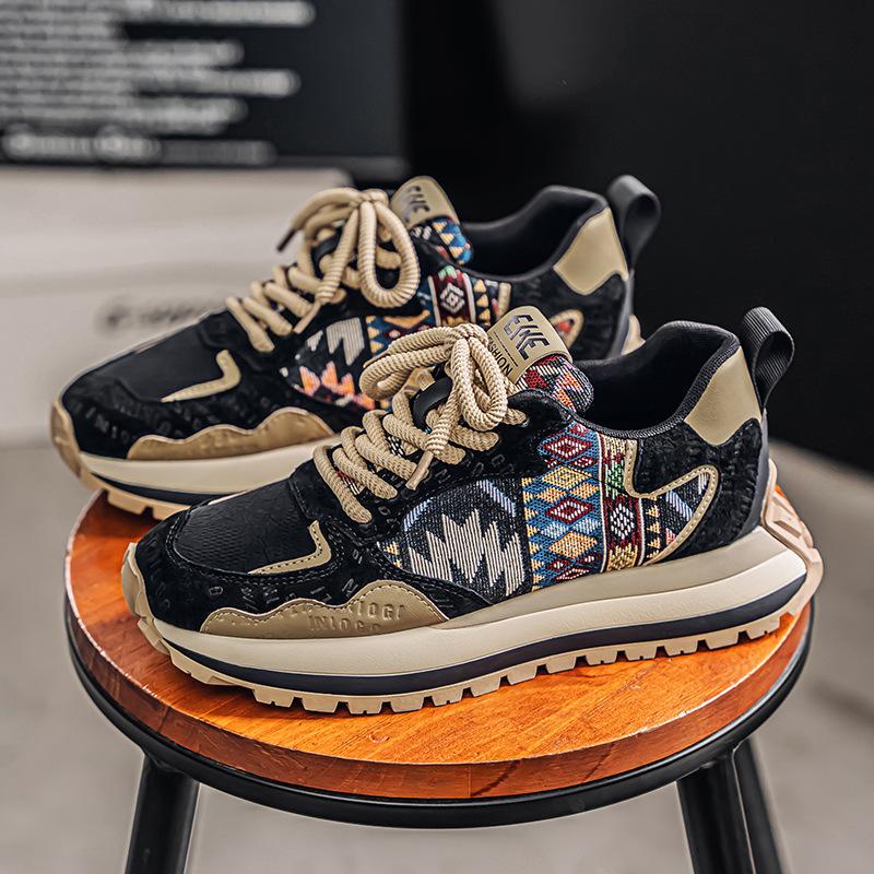 Мужская обувь 2025 новая удобная и дышащая универсальная спортивная парусиновая обувь мужская модная на толстой подошве увеличивающая рост Forrest Gump кроссовки для папы