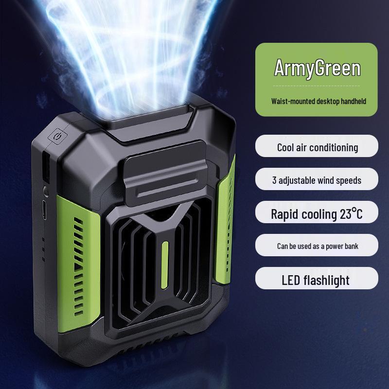 Portable Rechargeable Waist-Hanging Electric Fan: Large Capacity, Strong Wind, Outdoor Cooling