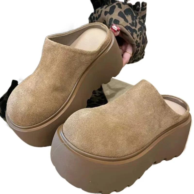 Модные туфли на высоком каблуке на платформе женские хлопковые тапочки замшевые модные прогулочные туфли женские 2024 тренд зимние туфли-лодочки повседневное платье Chaussure Femme