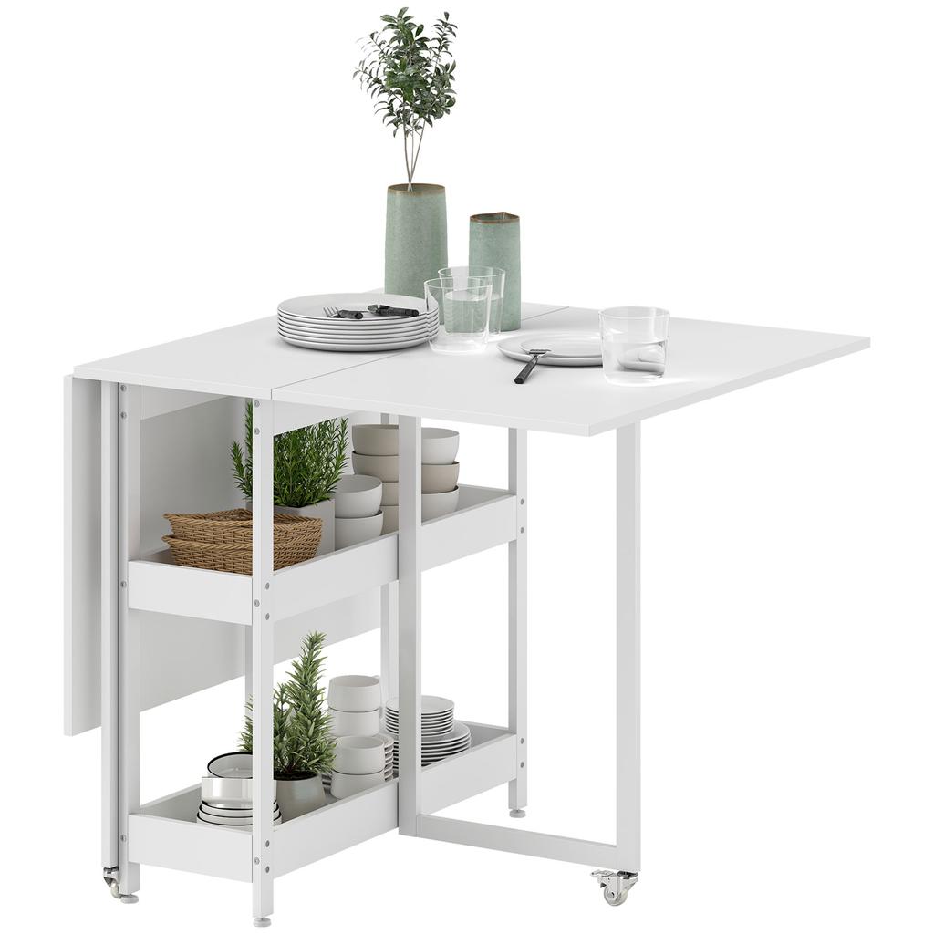 Four-Person Drop Leaf Table - White