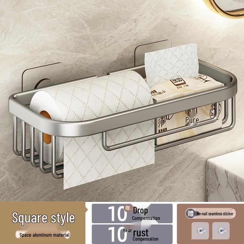 Настенный держатель для туалетной бумаги для ванной комнаты без сверления - Коробка для хранения рулонной туалетной бумаги