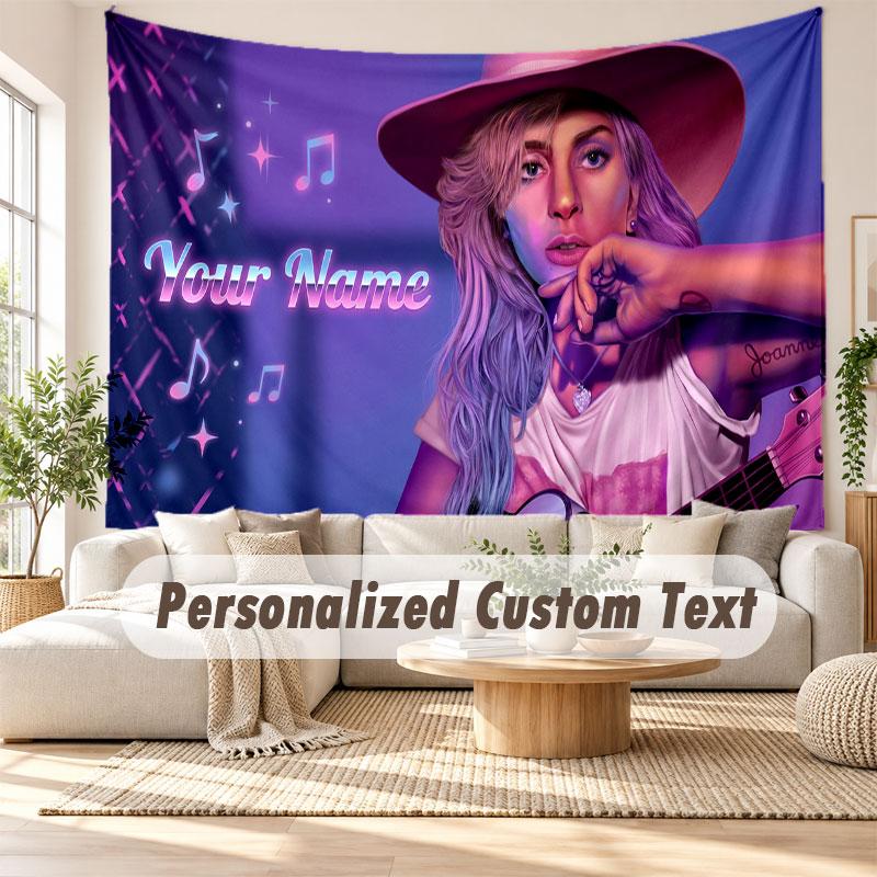Custom Name Wall Hanging Tapestry,Lady Gaga Decorative Backdrop Tapestry For Dorm Home