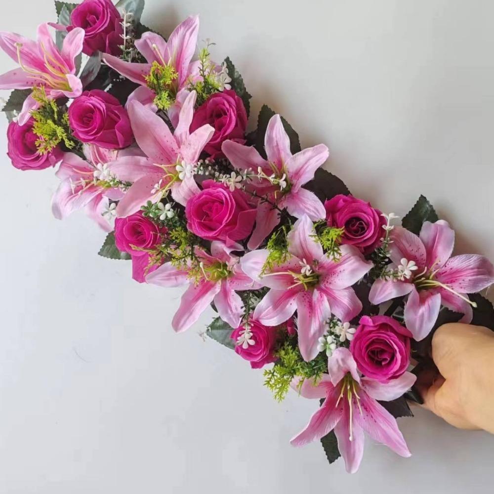 43cm Artificial Flowers Party Stage Supplies Rose&lily Fake Flowers Wall Arches Decor Table Centerpiece Decor