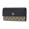 Gucci Принт логотипа бренда GG Marmont, компактный кошелек в континентальном стиле с архивным логотипом Double G, из кожи и канвы GG Supreme, женский, коричневый и черный