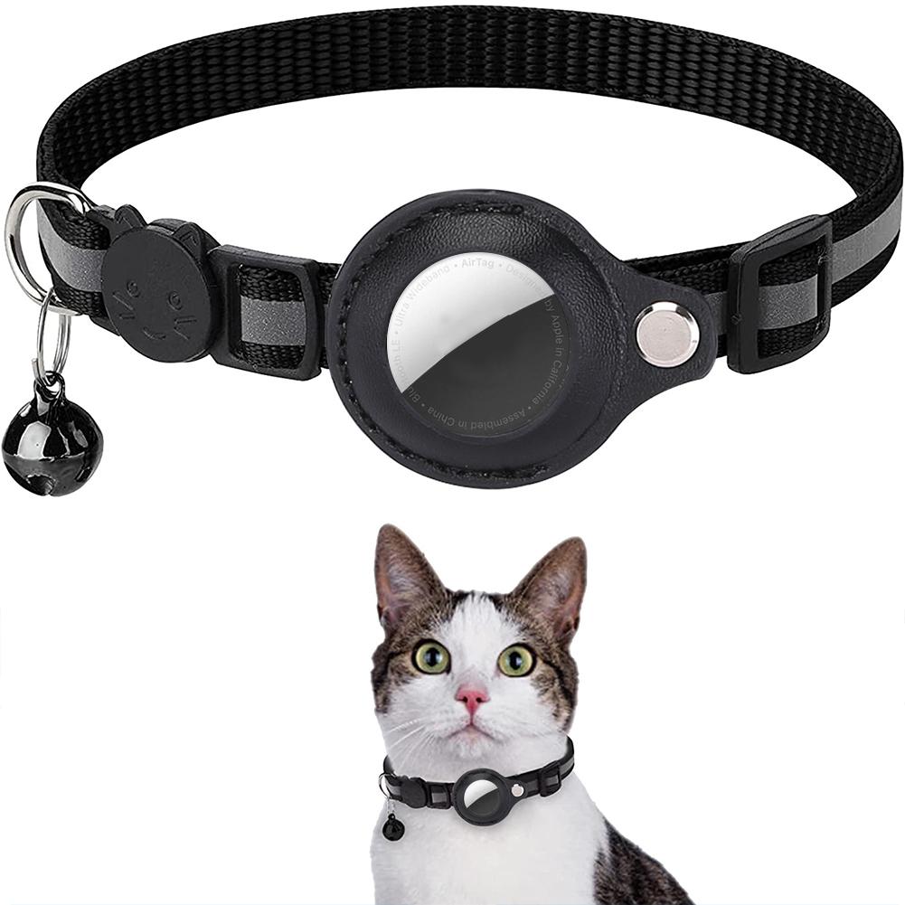 Cat Tracking Collar Adjustable Anti-lost Reflective Design Protective Collar Compatible For Airtag