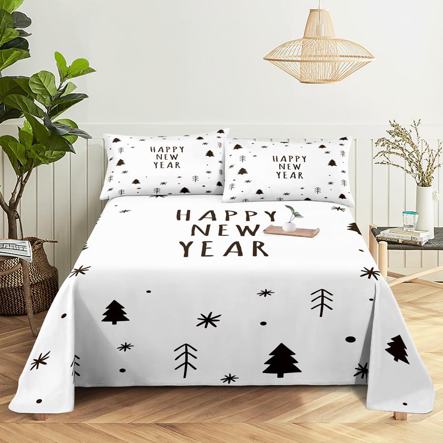 Комплект простыней 240X220 Рождественская елка с наволочкой Буквенный Зеленый Для односпальных двуспальных кроватей Детский Взрослый 3D Постельное белье Текстиль Полуторный Двуспальный