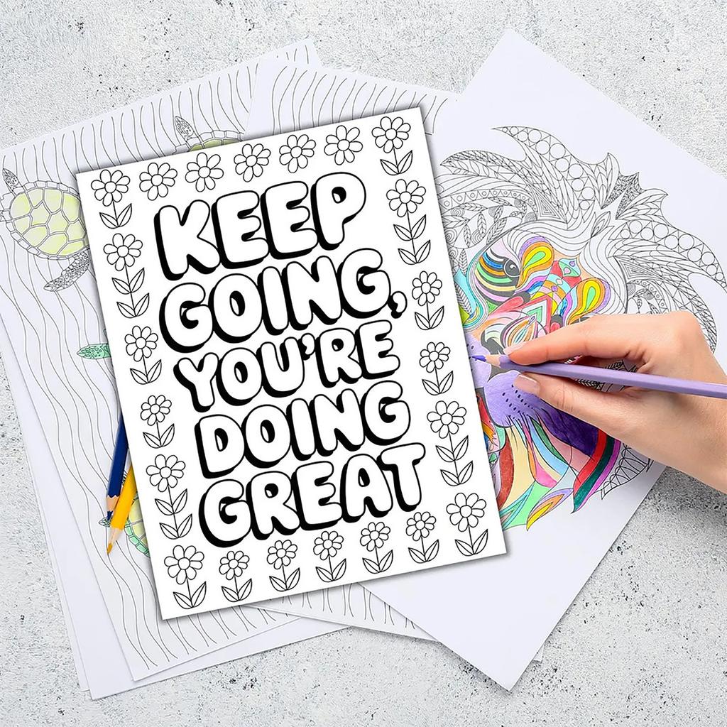 Mental Health Inspirational Coloring Book With Motivational Quotes For Stress Relief And Relaxation