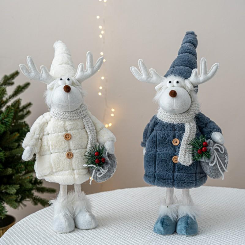 Christmas Reindeer Plush Toy Decorative Figure Holiday Window Display Home Party Ornament