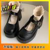 Студенческие черные ретро французские маленькие кожаные туфли 2025 лето и осень взрыв маленькая фея сладкий стиль сестры толстый каблук Мэри Джейн одинарные туфли