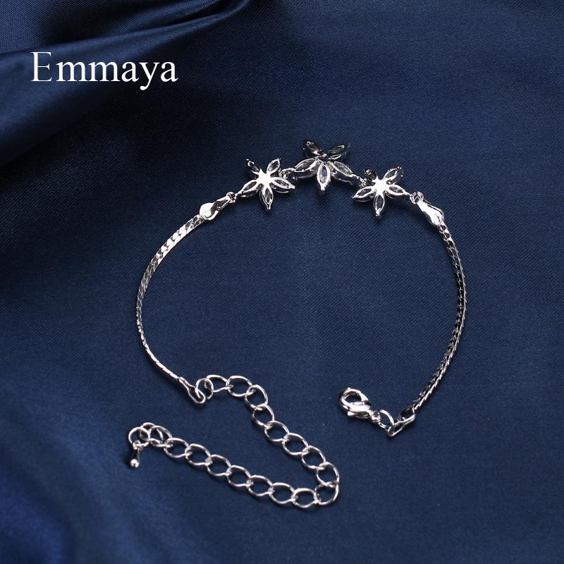 Emmaya Fashion AAA Cubic Zircon White Flower Adjustable Bracelets For Woman Elegance Luxury Wedding Party Birthday Gift