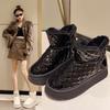 Snow Boots Women's New Winter Velvet Cotton Shoes Women's Leather Short Boots Women's Snow Cotton Boots