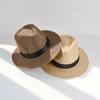 Band Decor Flat Dome Straw Hat Folding Thin Non-stuffy Anti-UV Men Big Brim Sunscreen Jazz